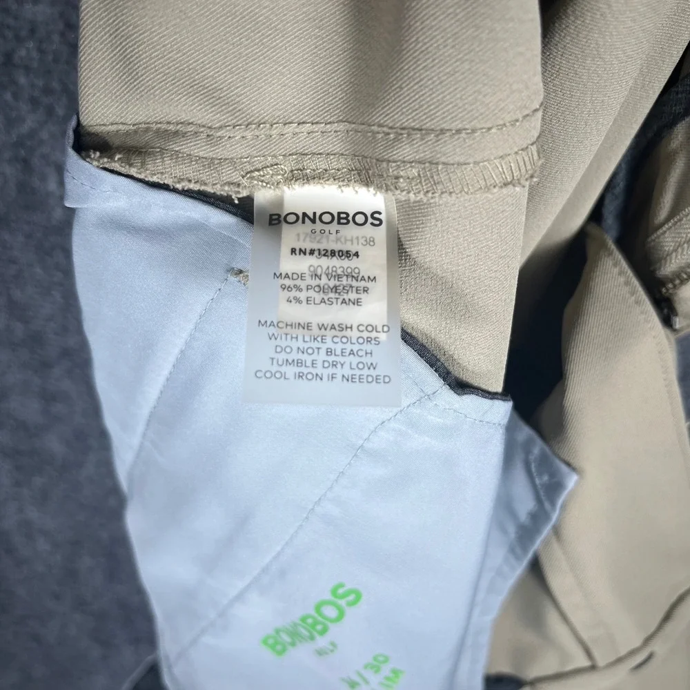 Bonobos Golf Pants Mens 34x30 Khaki Tan Performance Stretch‎ Technical Trousers